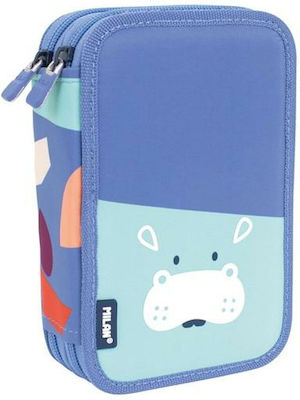 Backpack for pencils Milan Animals Blue 19,5 X 13 X 5 Cm