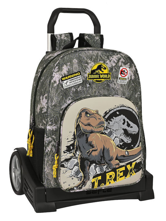 School Bag With Wheels Jurassic World Warning Grey 33 X 42 X 14 Cm