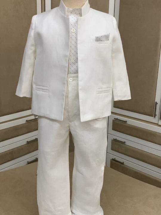 Nst Nastasia Costum De Botez Cu Haina Pentru Băieți Edward Robert Hermes Ecru