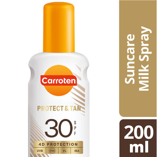Carroten Protect & Tan Αδιάβροχη Αντηλιακή Κρέμα Προσώπου & Σώματος SPF30 σε Spray 200ml