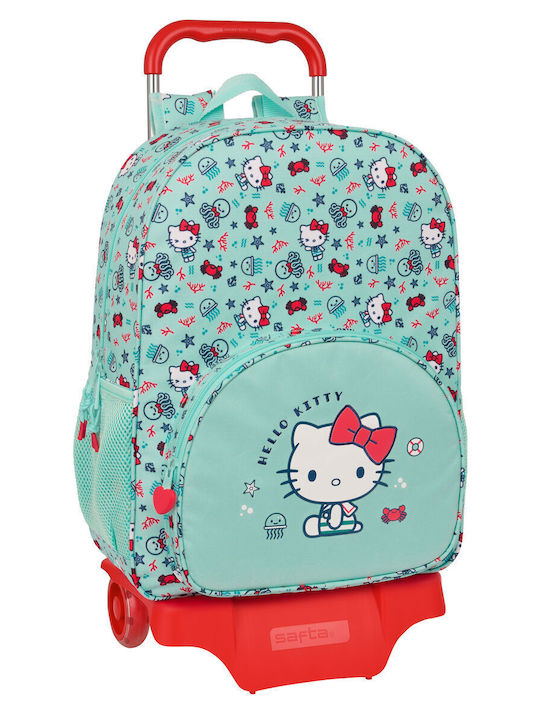 Geantă școlară cu roți Hello Kitty Sea Lovers turcoaz 33 x 42 x 14 cm