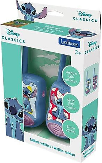 Lexibook Tw12d Disney Stitch-walkie Talkies, 200m, Set For Kids, 2 Communication Channels, Belt Clip, Blue/purple