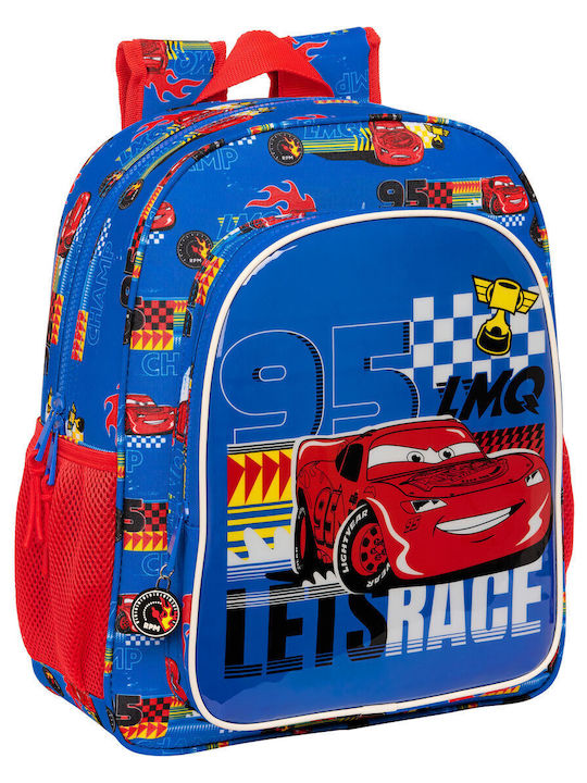 School Bag Cars Race Ready Blue 32 X 38 X 12 Cm