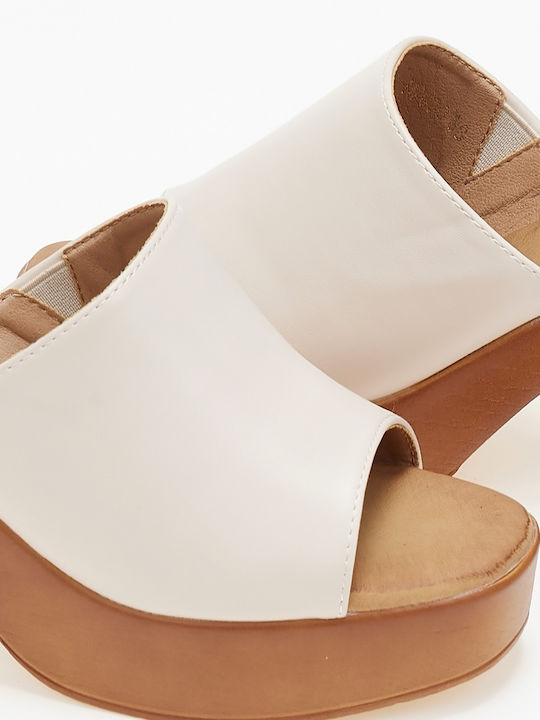 Issue Fashion Chunky Heel Mules Beige