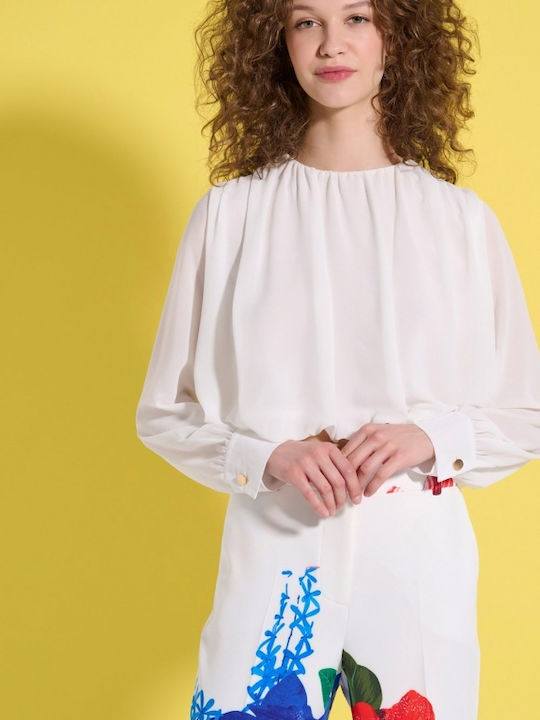 Matis Fashion Γυναικείο Crop Top Μακρυμάνικο Λευκό