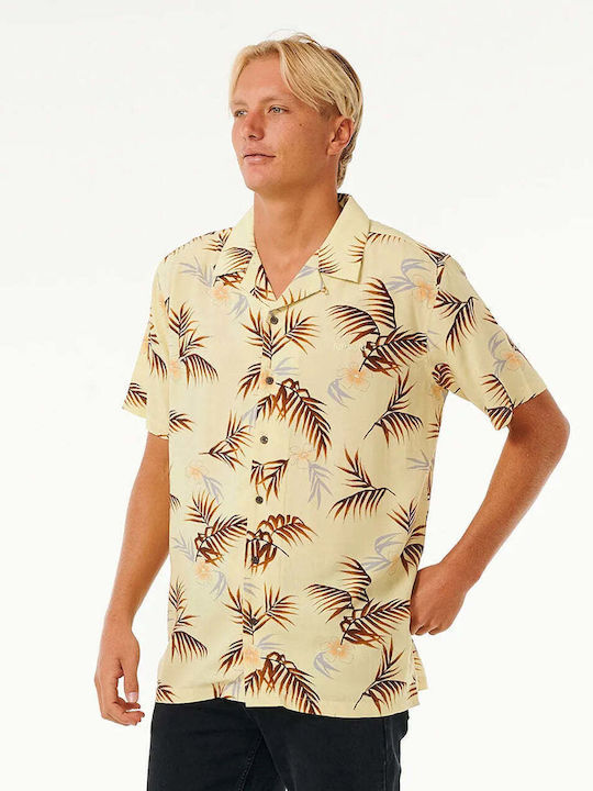 Rip Curl Cămașă Bărbătească Cu mânecă scurtă Floral Galben