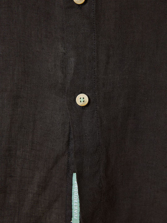 Short-sleeved Linen Shirt Black