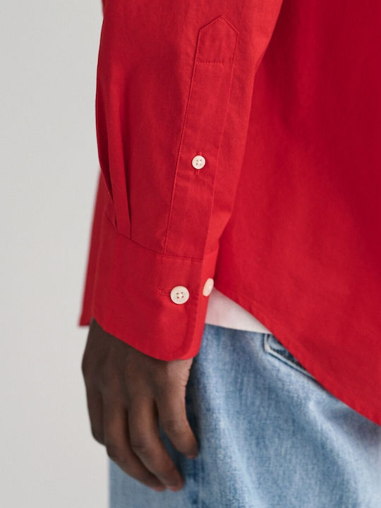 Long-sleeved Cotton Shirt Red
