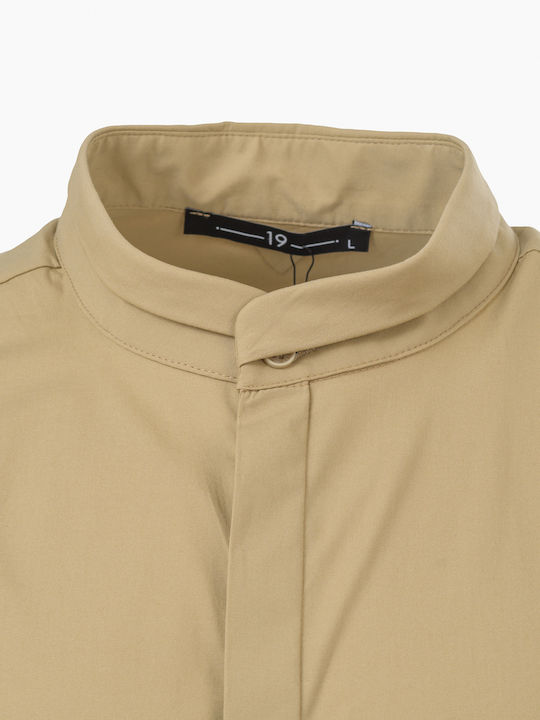 Long-sleeved Cotton Shirt Beige