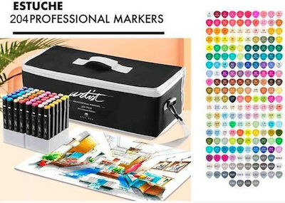 Set of Markers Alex Bog Luxury Canvas Gama Artist 204 Pieces Marker Case Colorful