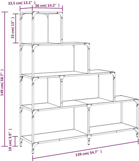 Bibliotecă Neagră 139x33.5x149cm