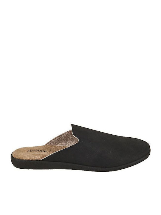 Men's Leather Slippers Black