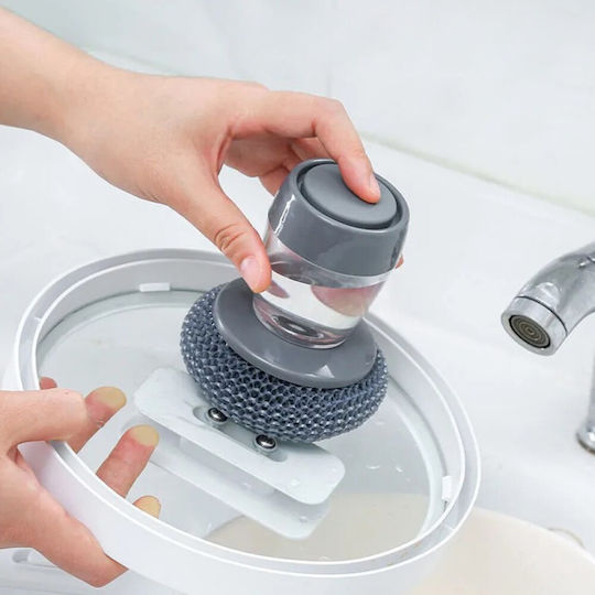 Plastic Cleaning Brush with Handle Silver