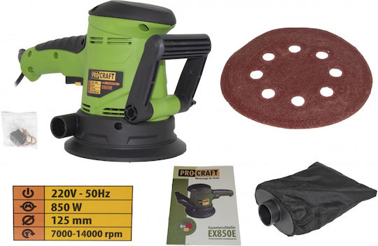 ProCraft Electric Eccentric Sander 125mm Electric 850W with Speed Control and with Suction System EX850E
