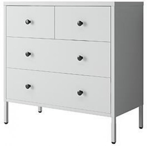 Metallic Chest of Drawers with 4 Drawers White 83x40x82cm