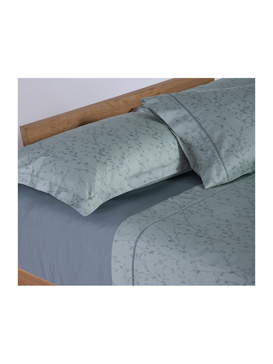 Nef-Nef Homeware Duvet Cover Set Cotton Satin Queen with 2 Pillowcases 240x230 Elements Aqua