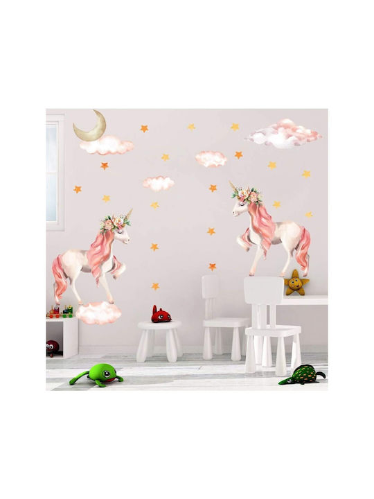 Unicorn Wall Stickers for Kids Room - Unicorn & Flowers (X000VBYKGB)