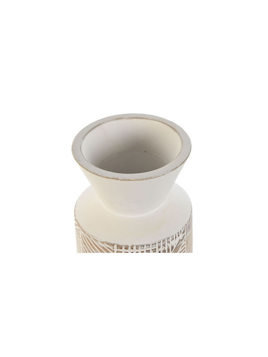 Vase Home Esprit White Natural Wood Mango Colonial 15 X 15 X 22,5 Cm