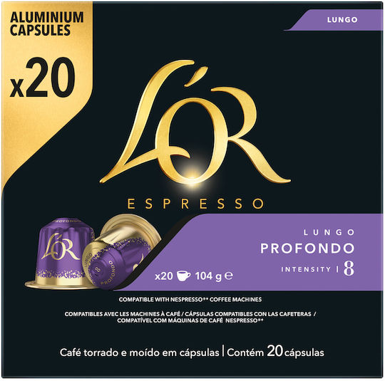 L'Or Capsules Espresso Lungo Profondo Compatible with Machine Nespresso 20caps,tobolek