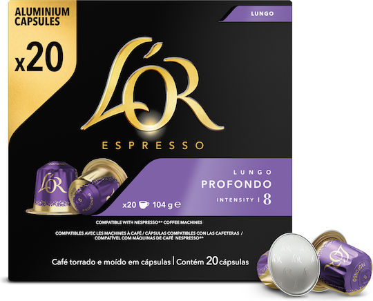 L'Or Капсули Еспресо Lungo Profondo Съвместими с машина Nespresso 20капси