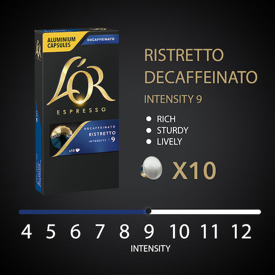 L'Or Κάψουλες Espresso Ristretto Decaffeine Συμβατές με Μηχανή Nespresso 10caps