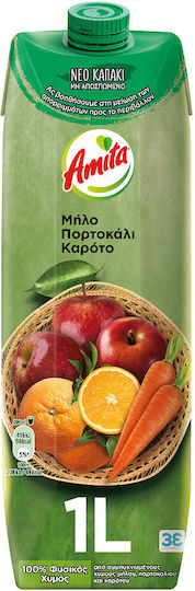 Amita Естествен Сок Ябълка-Портокал-Морков Amita 1 л