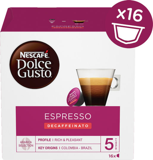 Nescafe Κάψουλες Espresso Dolce Gusto Espreso Decaf Decaffeine Συμβατές με Μηχανή Dolce Gusto 16caps