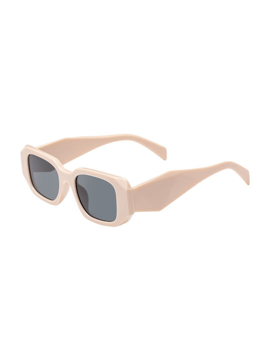 Women's Sunglasses with Beige Plastic Frame and Gray Lens 01-4817-2