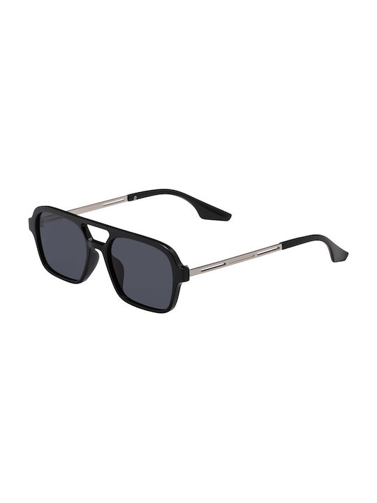 Men's Sunglasses with Black Plastic Frame and Black Lens 1914-2