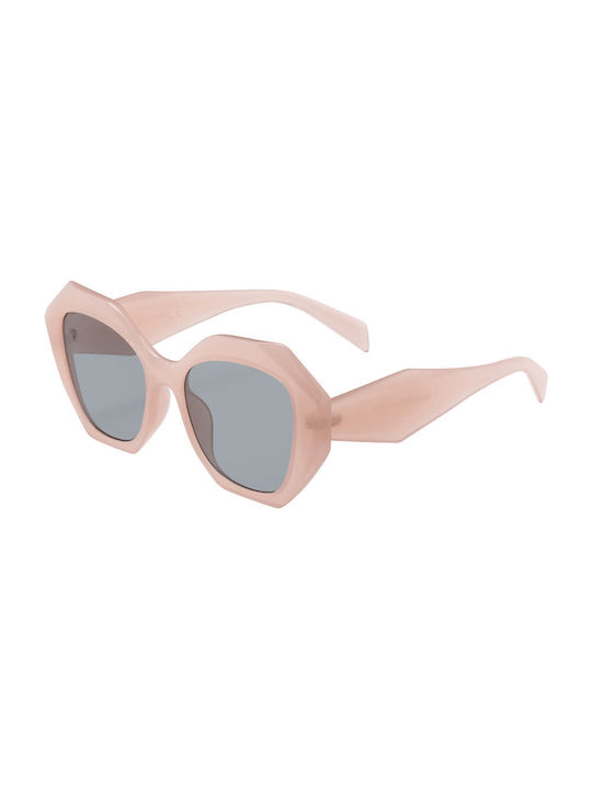 Women's Sunglasses with Pink Plastic Frame and Gray Lens 028069-2