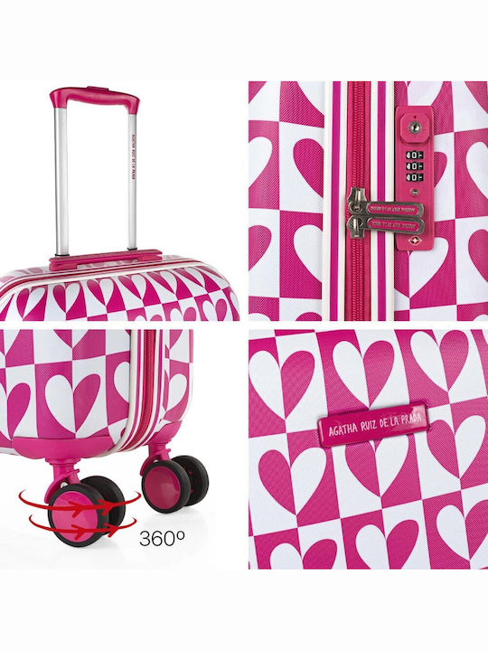 Agatha Ruiz De La Prada Kinder Kabinen Hart Fuchsie mit 4 Räder Höhe 55cm