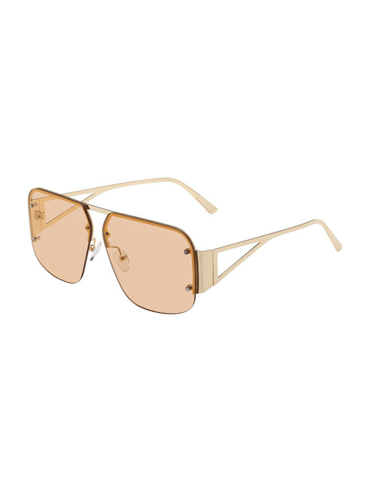 Sunglasses with Gold Metal Frame and Gold Lens 7029