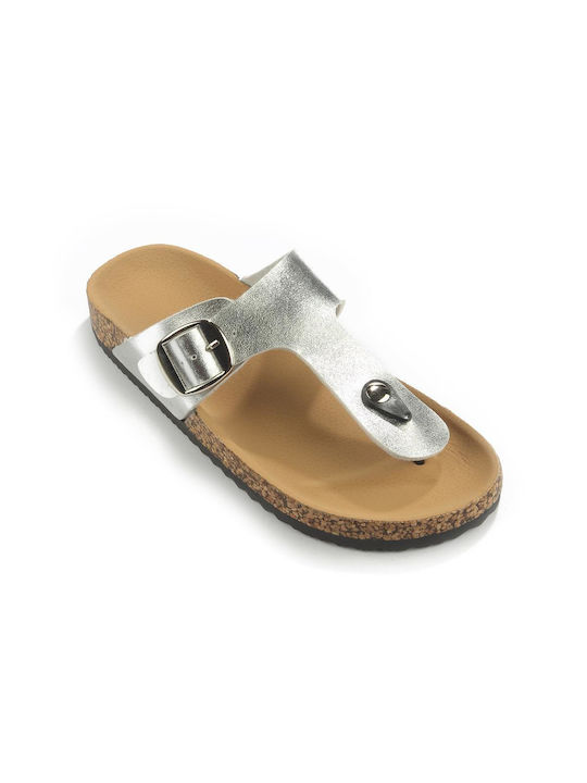 Thong Sandal with Decorative Silver Buckle Fshoes 2003.17 - Fshoes - Silver