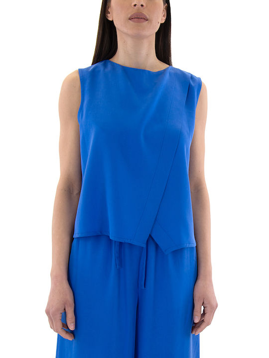 Kramma Damen Bluse Ärmellos Blue