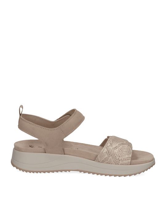 Women's Anatomical Leather Sandals with Removable Insole Caprice - Beige Snake Women's Anatomical Leather Sandals with Removable Insole Caprice - Beige Snake