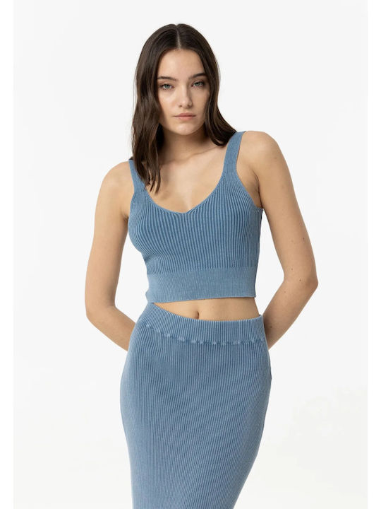 Tiffosi Damen Bluse Baumwolle mit Trägern Blue