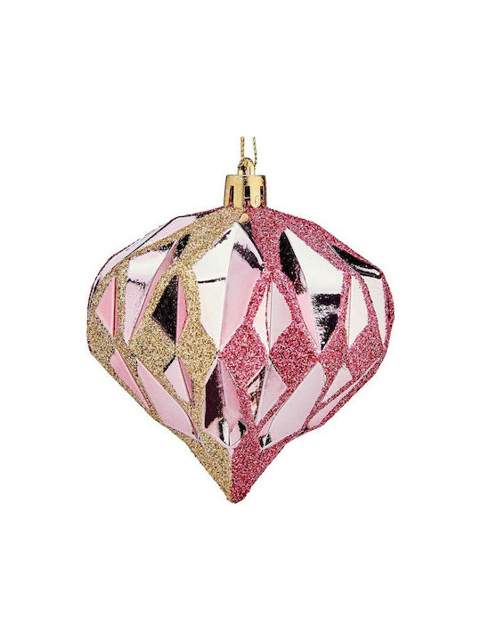 Krist+ Christmas Hanging Ball Ornament Plastic Rose Gold With Gold Dust With Beads Rose Gold