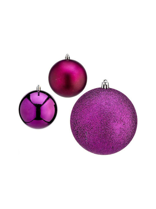 Krist+ Christmas Hanging Ball Ornament Plastic Purple With Gold Dust With Beads Purple