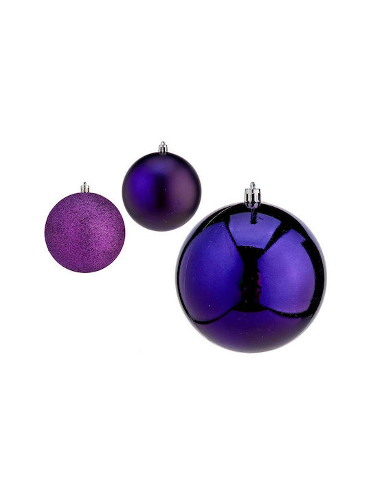 Krist+ Christmas Hanging Ball Ornament Plastic Purple With Gold Dust With Beads Purple