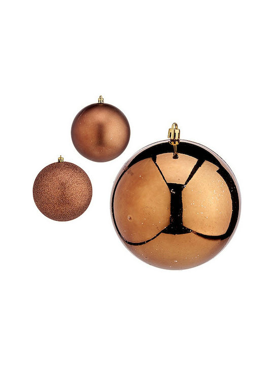 Krist+ Christmas Hanging Ball Ornament Plastic Brown With Gold Dust With Beads Brown