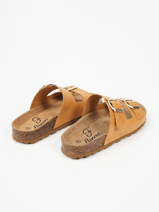 Leather Women's Flat Sandals Camel