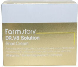 Farm Stay DR.V8 Solution Snail Cream Κρέμα Προσώπου Ημέρας για Ενυδάτωση, Λεύκανση & Λάμψη με Έκκριμα Σαλιγκαριού 100gr