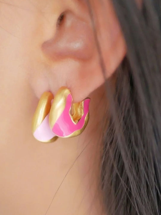 Enamel Hoops Amelia Light Pink E272gm 18k Gold Plated 925 Sterling Silver