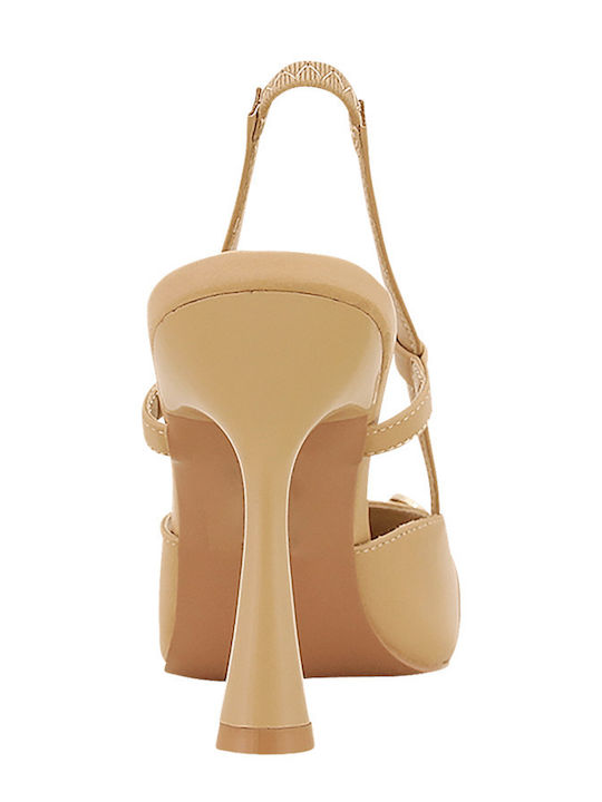 Groen Leder Pumps mit hohem Absatz Beige