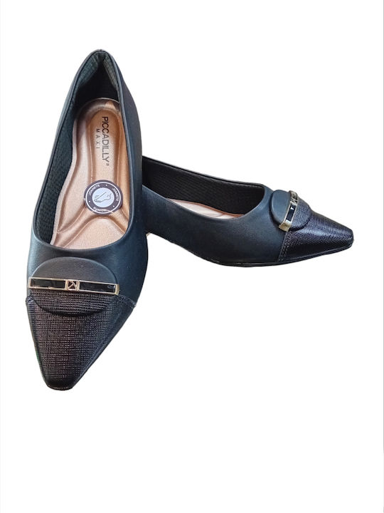 Piccadilly Anatomic Synthetic Leather Black Low Heels