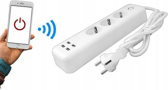Захранваща лента 3 Позиции с 4 USB-A и Кабел 1.7м