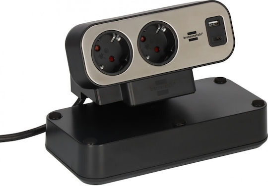 Brennenstuhl Πολύπριζο Aσφαλείας 9 Θέσεων με 2 USB-A, 1 USB-C, Διακόπτη και Καλώδιο 2m