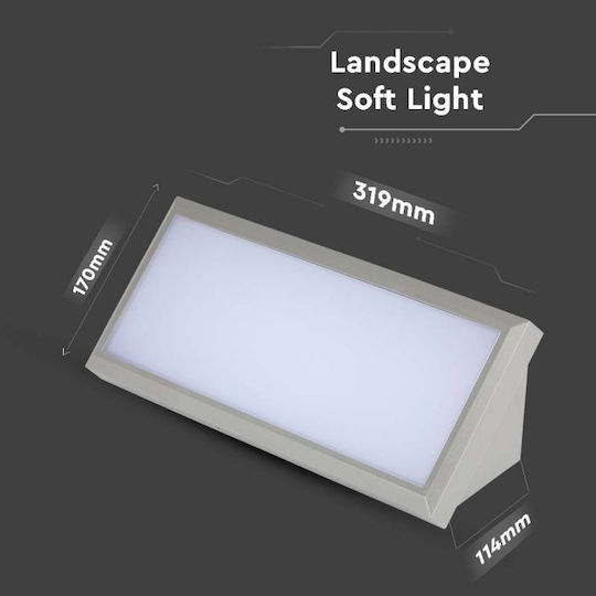 V-TAC Wall-Mounted Outdoor Ceiling Light LED IP65 20W with Cool White Light 31.9x17x11.4εκ.