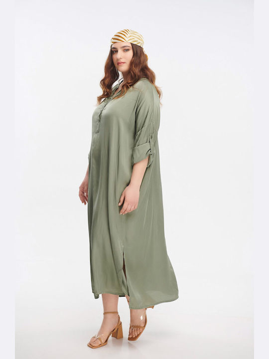 Jucita Summer Midi Shirt Dress Dress Haki