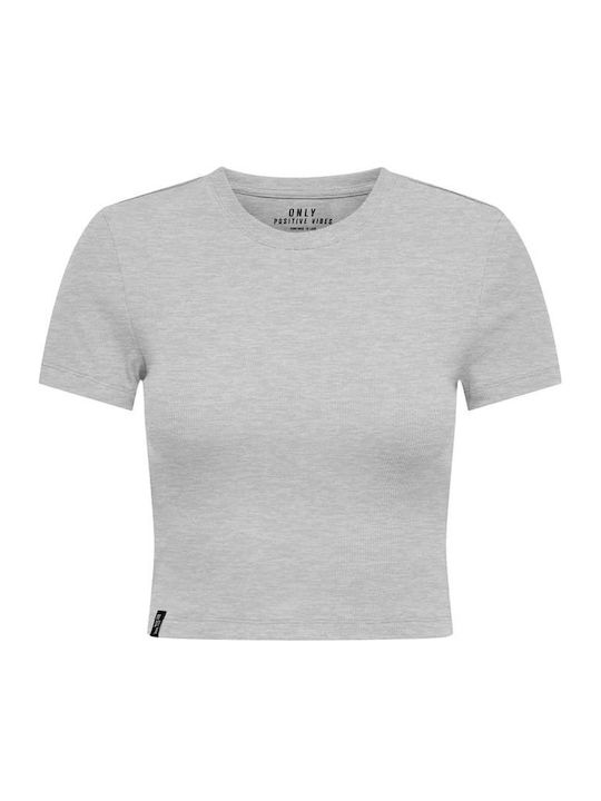 Life Women's Summer Crop Top Cotton Short Sleeve Gray